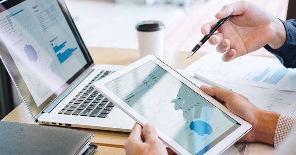 looking at charts on a mobile device